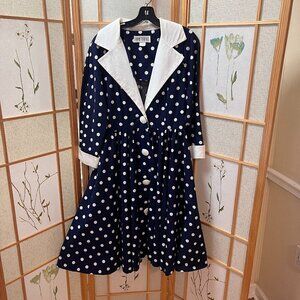 Ann Tobias Polka Dot Button Swing Dress sz 10